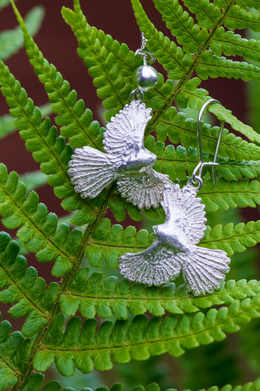Silver Piwakawaka Fantail earrings