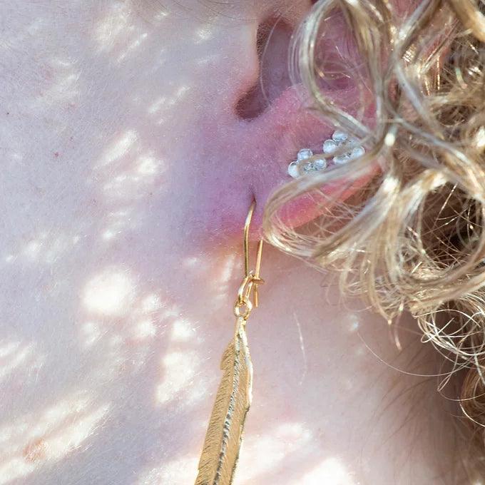 Tui Feather Earrings - Gold Plated - Gilded Kea Jewellery