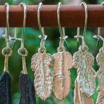 Kakapo Feather Earrings - Small - Gilded Kea Jewellery