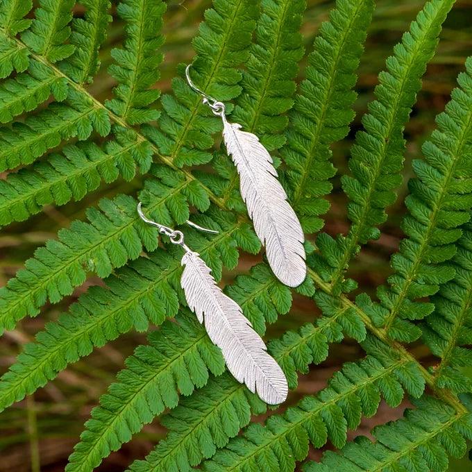Feather Earrings - Silver - Gilded Kea Jewellery