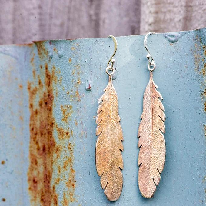 Feather Earrings - Antique - Gilded Kea Jewellery