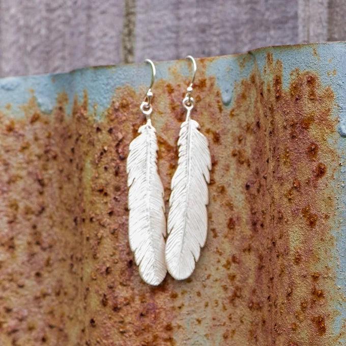 Feather Earrings - Silver - Gilded Kea Jewellery
