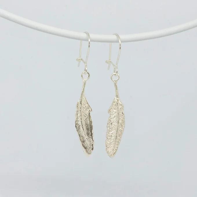 Kakapo Feather Earrings - Large - Gilded Kea Jewellery