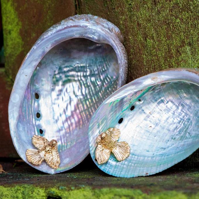Piwakawaka / Fantail Studs Gold Plated - Gilded Kea Jewellery