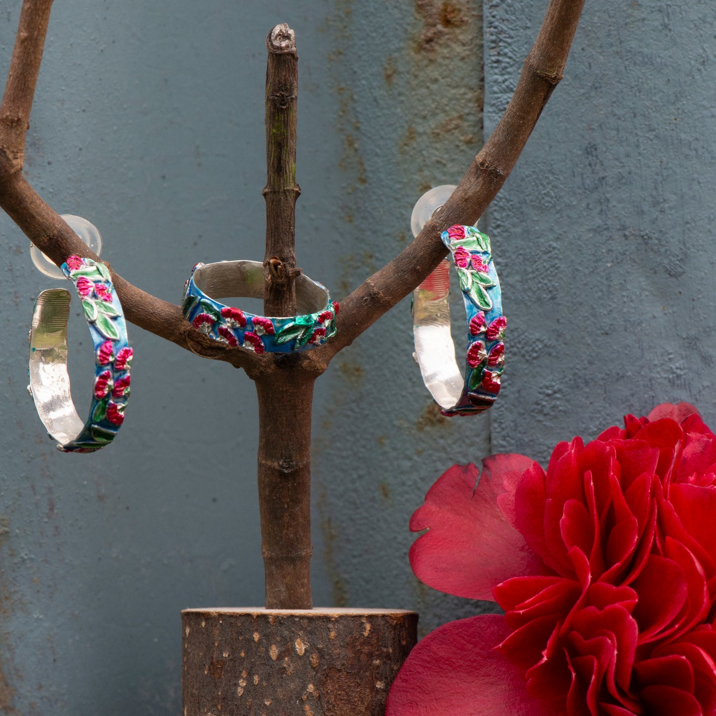 Pohutukawa Hoop Earrings