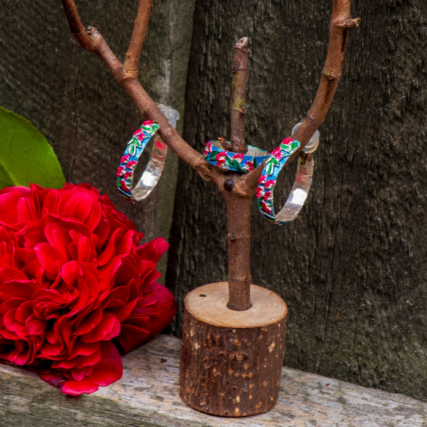 Pohutukawa Hoop Earrings