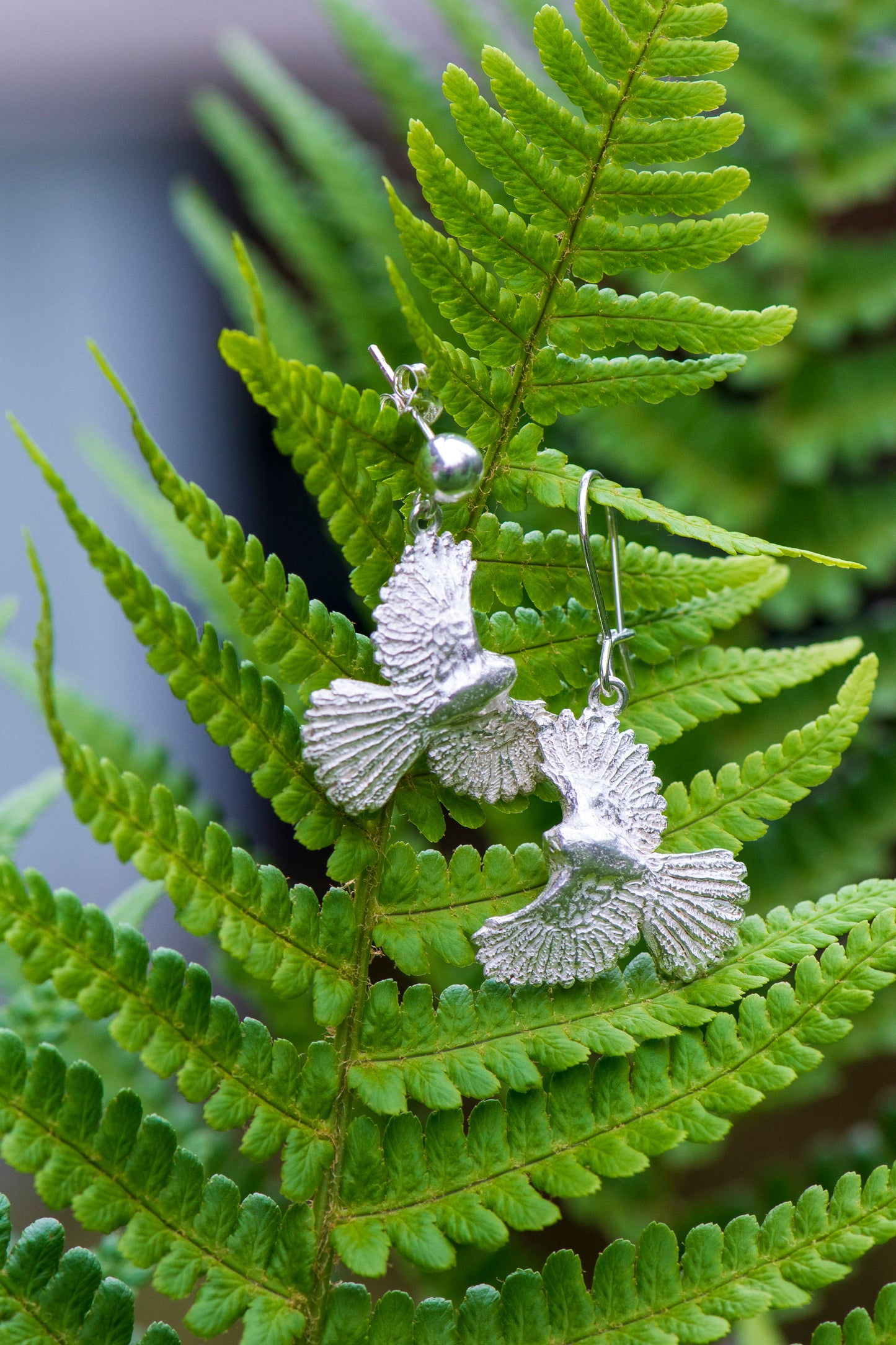 Silver Piwakawaka Fantail earrings