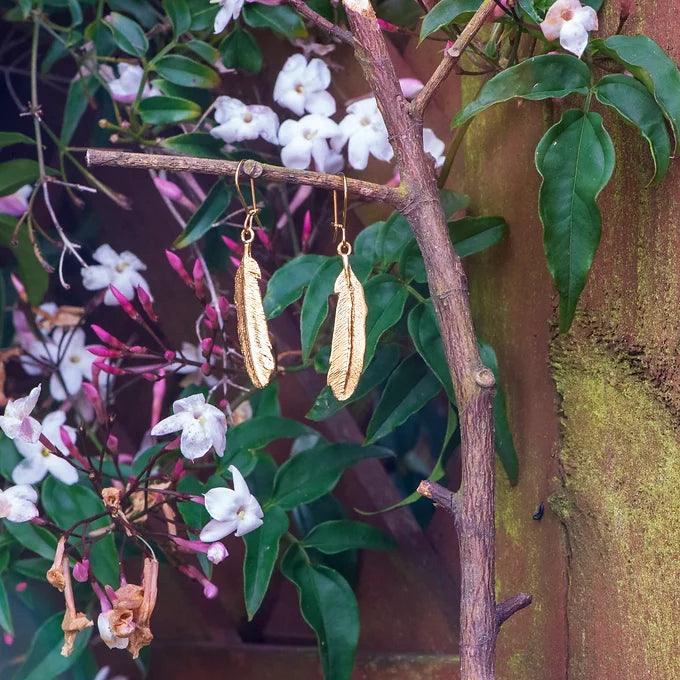 Tui Feather Earrings - Gold Plated - Gilded Kea Jewellery 