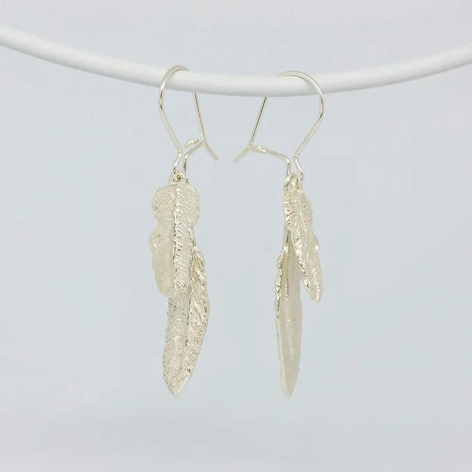 Mixed Kakapo Feather Earrings - Gilded Kea Jewellery 