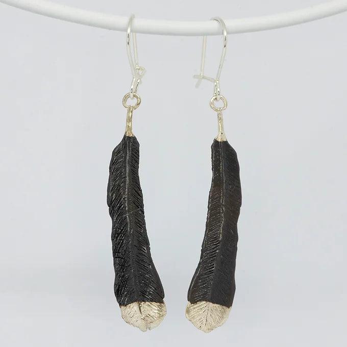 Huia Feather Earrings - Small - Gilded Kea Jewellery 