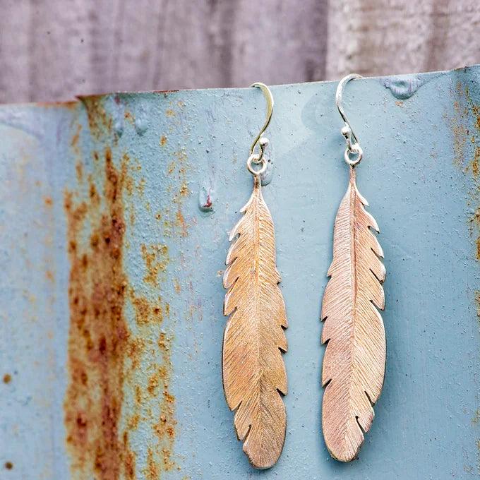 Feather Earrings - Antique - Gilded Kea Jewellery 