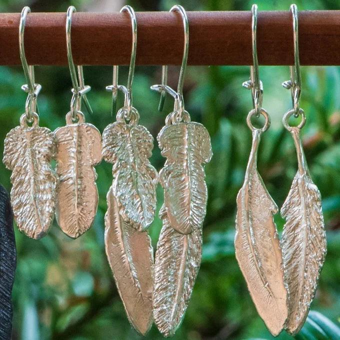 Mixed Kakapo Feather Earrings - Gilded Kea Jewellery 